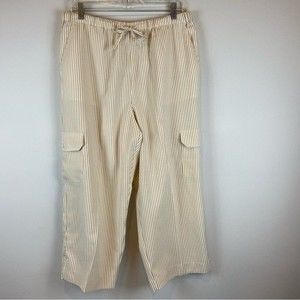 Orvis Striped Polyester Wide Leg Pants Women’s Size Large Yellow/White